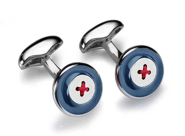 babette wasserman Enamel Button Cufflinks Teal