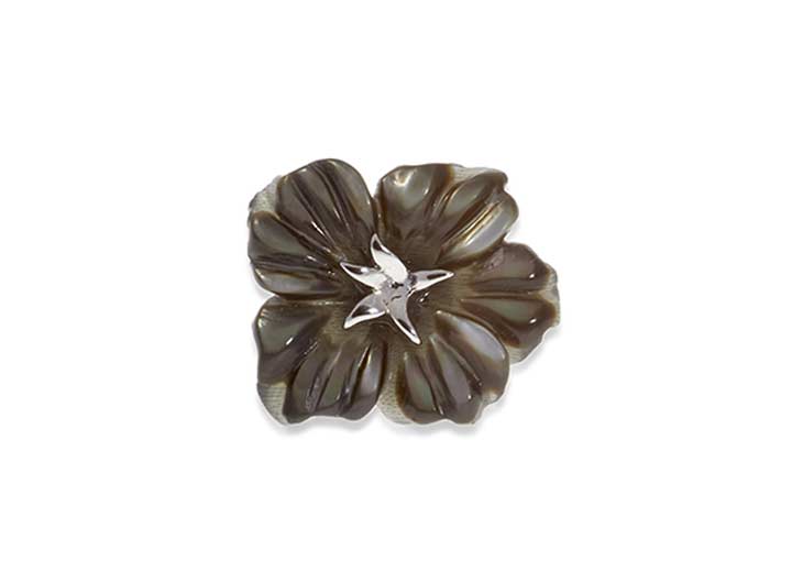 babette wasserman Flower Pin Black Mother of Pearl
