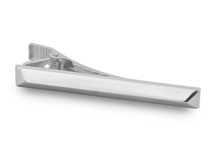 Babette Wasserman Geo Pyramid Tie Bar Rhodium