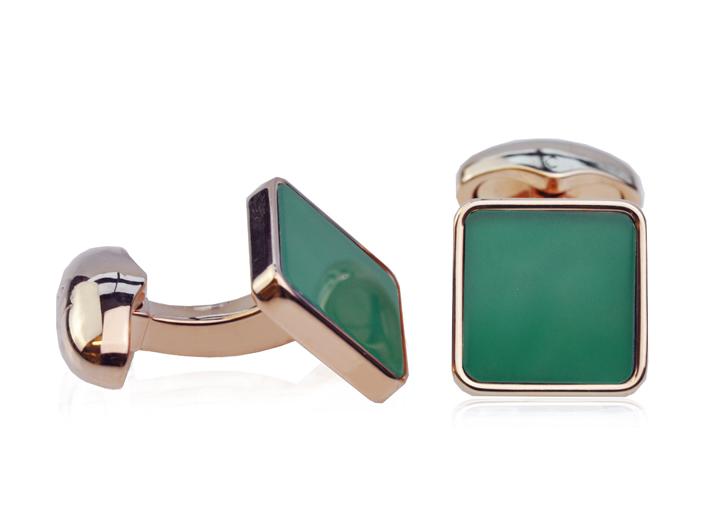 Babette Wasserman Key Stone Cufflinks Green Agate