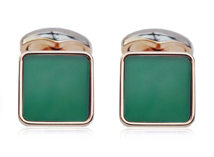 babette wasserman Key Stone Cufflinks Green Agate