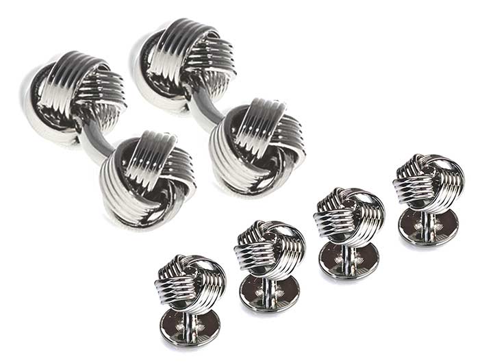 babette wasserman Knot Stud & Cufflink Set Rhodium