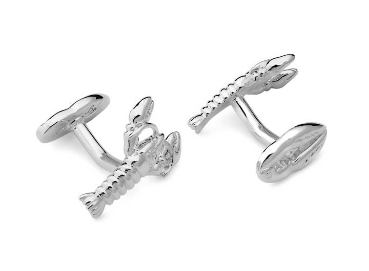 babette wasserman Lobster Cufflinks Rhodium