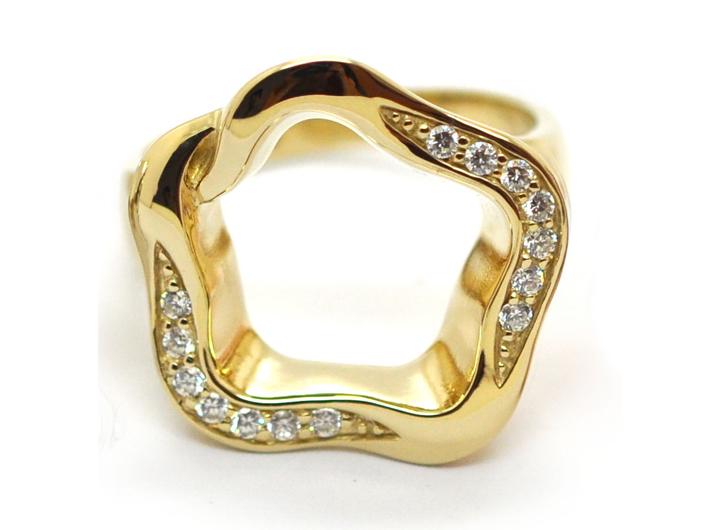 babette wasserman Open Flower Ring Crystal Gold