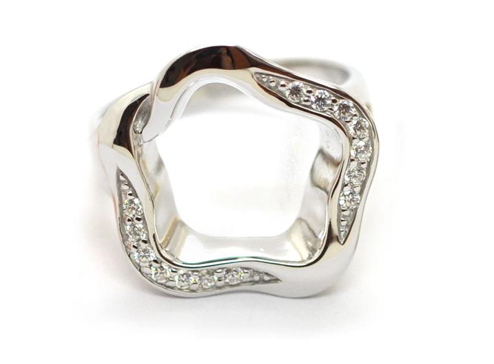 babette wasserman Open Flower Ring Crystal Silver