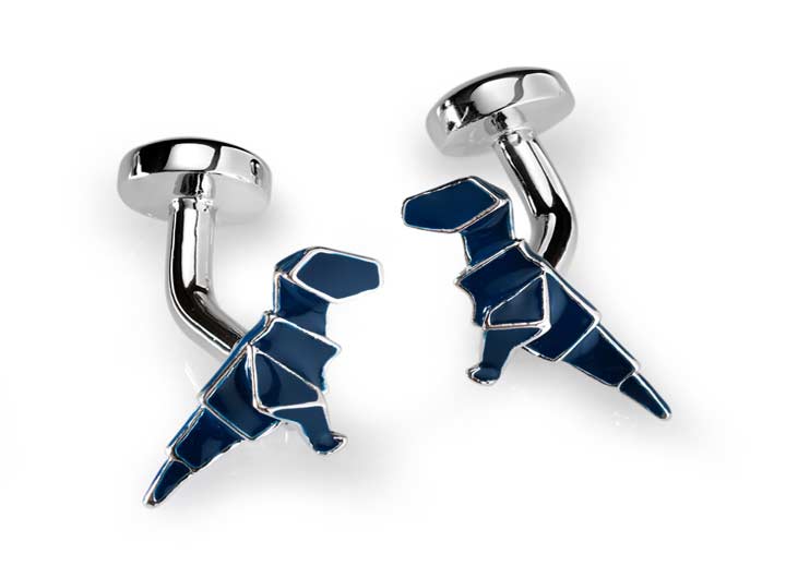 babette wasserman Origami Dinosaur Cufflinks Blue