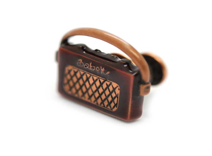 babette wasserman Retro Radio Pin Brown