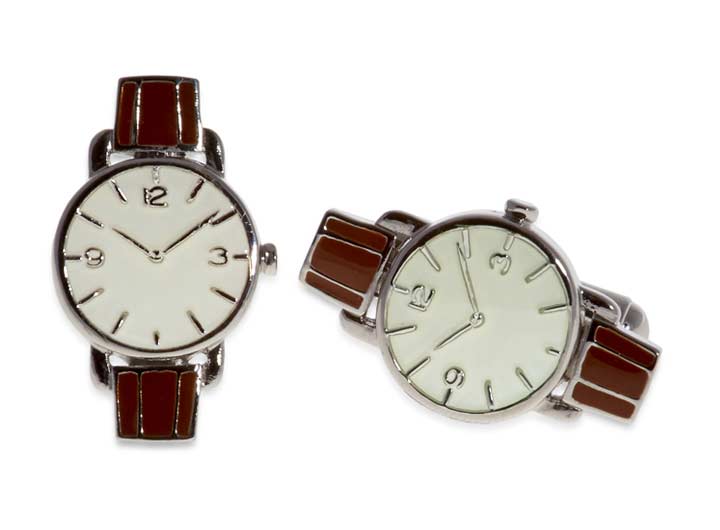 babette wasserman Retro Watch Cufflinks Brown