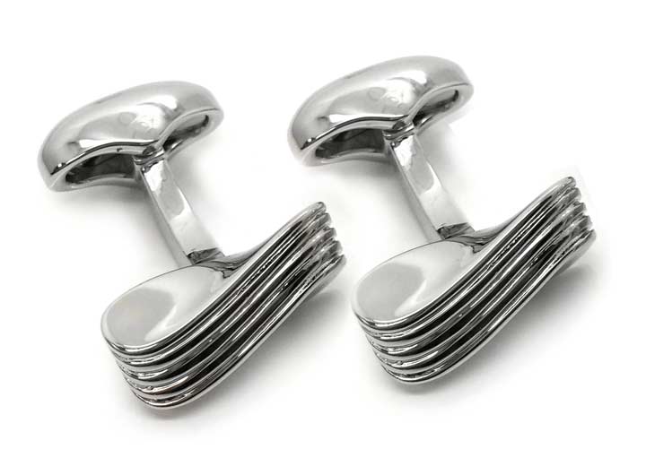 babette wasserman Ribbed Knot Cufflinks Rhodium