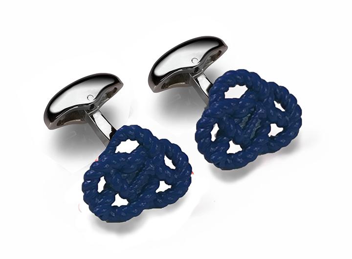 babette wasserman Sailors Rope Knot Cufflinks Navy