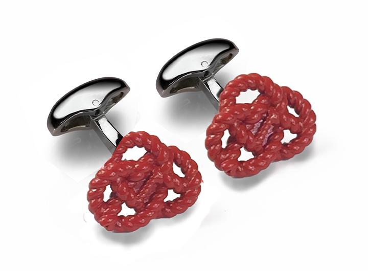 babette wasserman Sailors Rope Knot Cufflinks Red