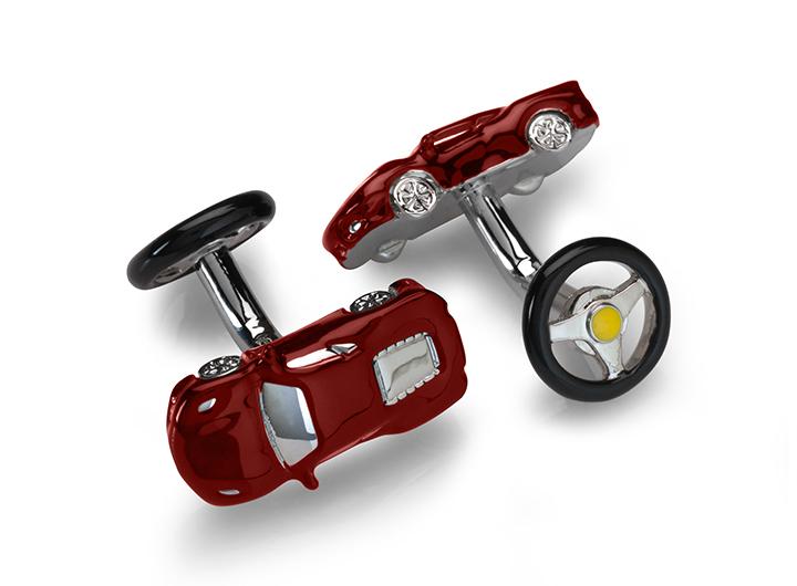 babette wasserman Sports Car Cufflinks Red