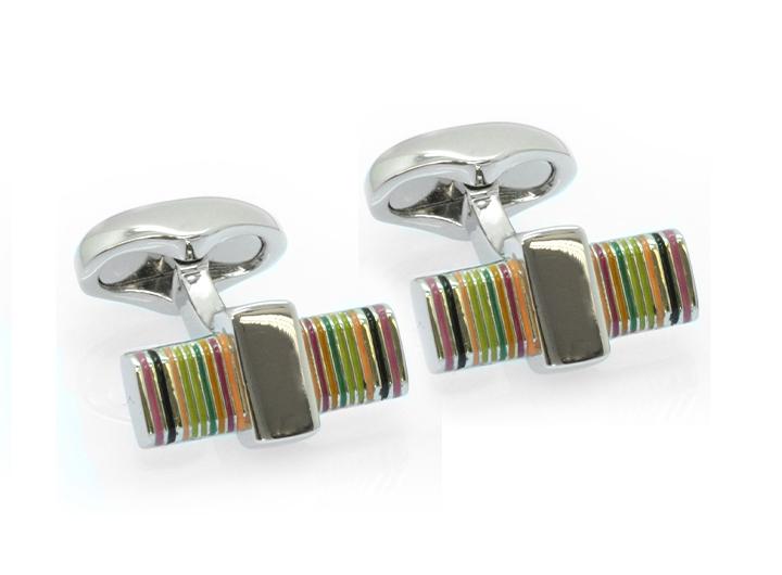 babette wasserman Stripy Brick Cufflinks Red