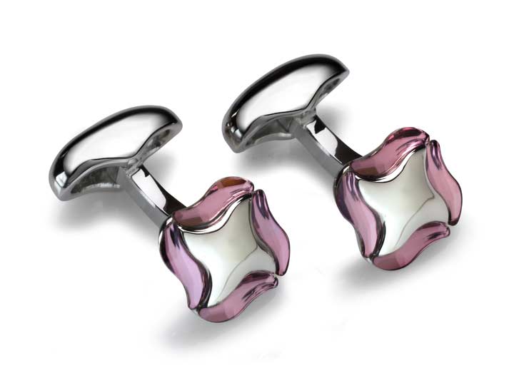 babette wasserman Swarovski Celtic Cufflinks Pink