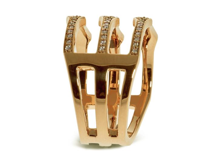 Babette Wasserman Triple Spear Band Ring Gold
