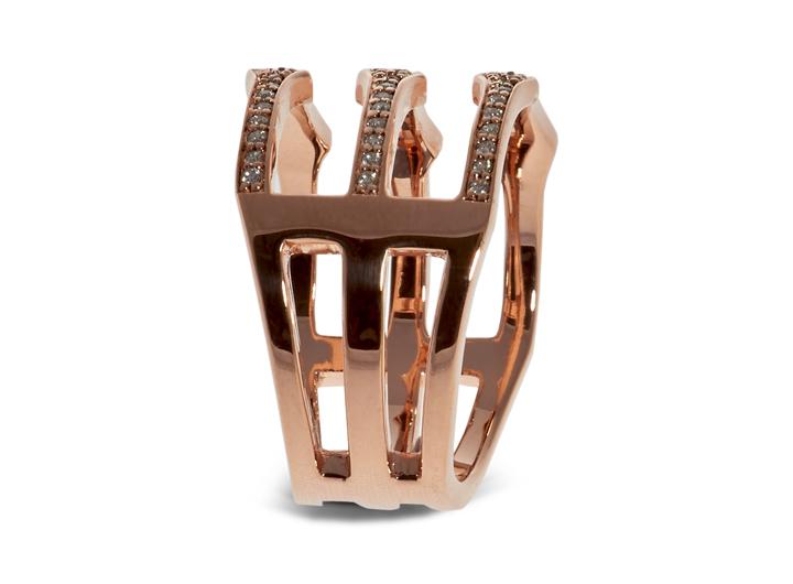 Babette Wasserman Triple Spear Band Ring Rose Gold