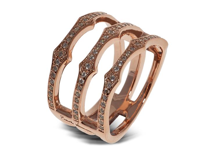 babette wasserman Triple Spear Band Ring Rose Gold