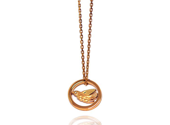 babette wasserman Twisting Bird Necklace Rose Gold