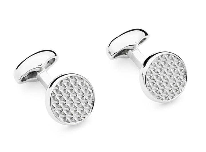 babette wasserman Woven Round Cufflinks Rhodium