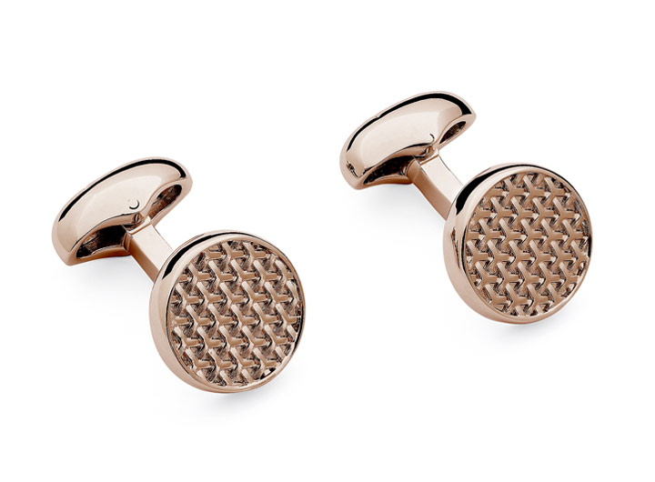babette wasserman Woven Round Cufflinks Rose Gold