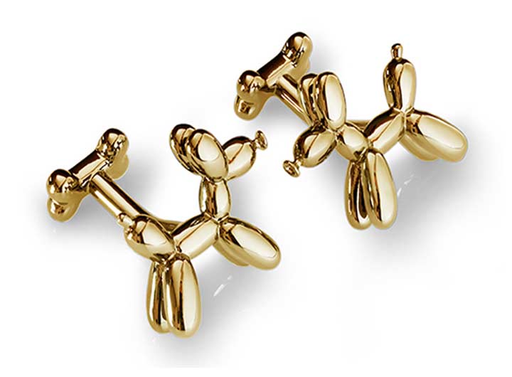 babette wasserman Balloon Dog Cufflinks Yellow Gold