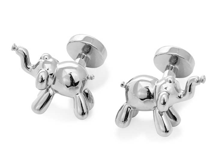 babette wasserman Balloon Elephant Cufflinks Rhodium
