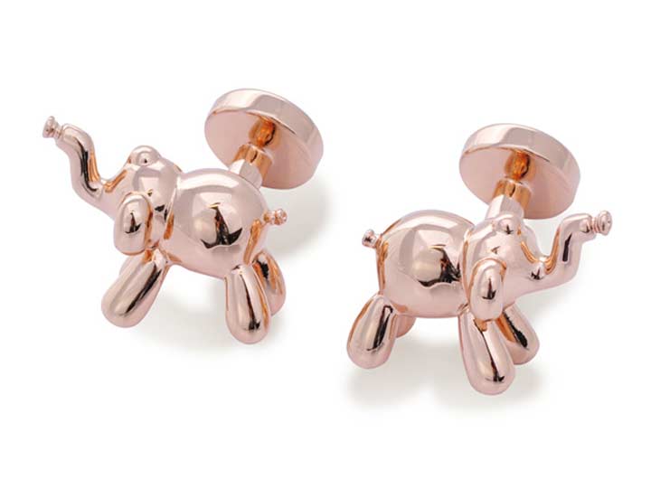babette wasserman Balloon Elephant Cufflinks Rose Gold
