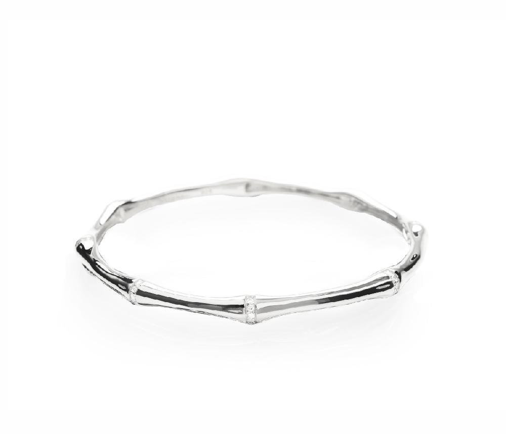 babette wasserman Bamboo Band Bangle Crystal Silver