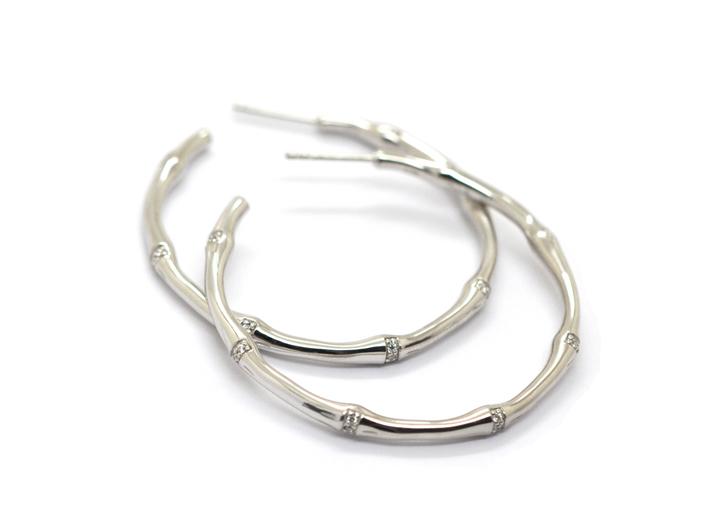 babette wasserman Bamboo Hoop Earrings Crystal Silver
