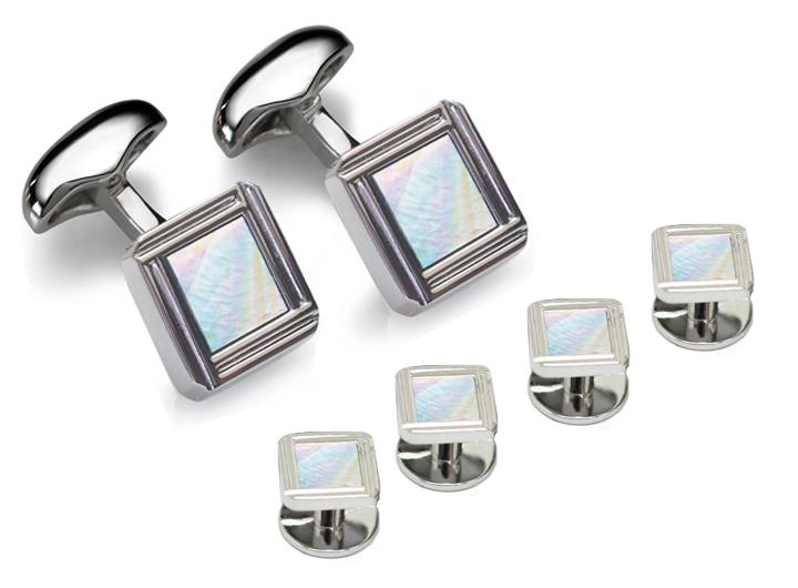 babette wasserman Celtic Stud & Cufflink Set Mother of Pearl