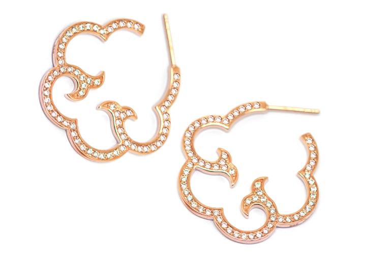 babette wasserman Cloud Hoop Earrings Crystal Rose Gold