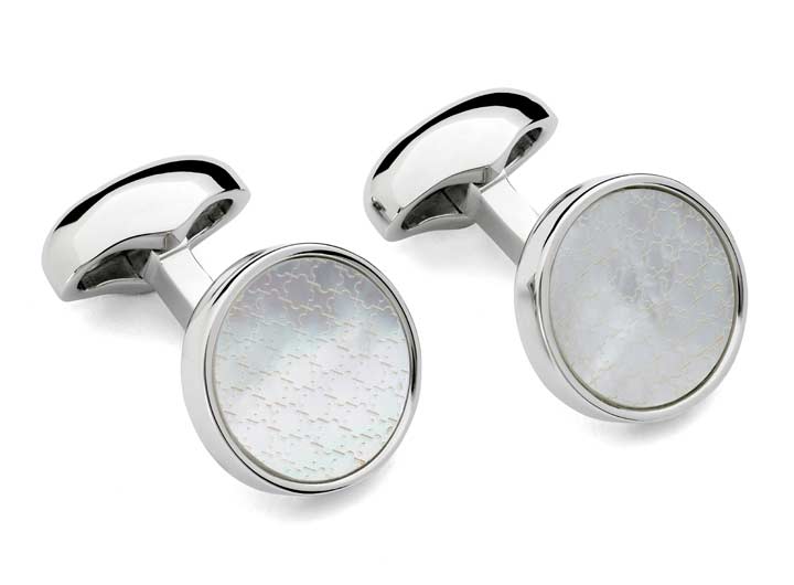 babette wasserman Deco Arabesque Cufflinks Mother of Pearl