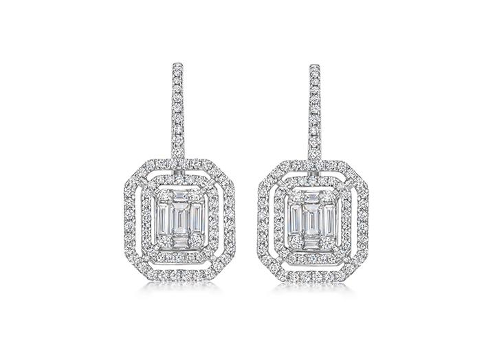 babette wasserman Deco Diamond Mosaic Earrings 18ct White Gold