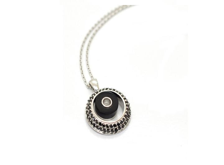 babette wasserman Deco Double Wheel Necklace Black Agate