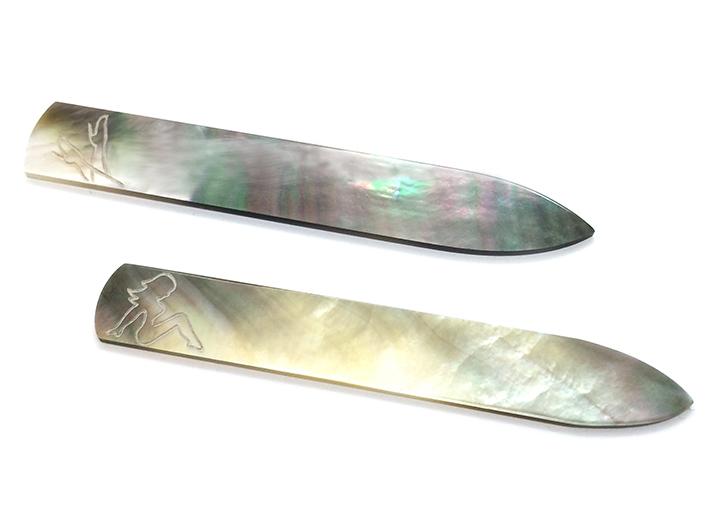 babette wasserman Deco Lady Legs Collar Stiffeners Black Mother of Pearl