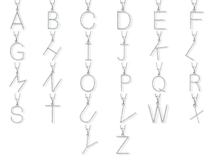 Babette Wasserman Diamond Letter Necklace 18ct White Gold