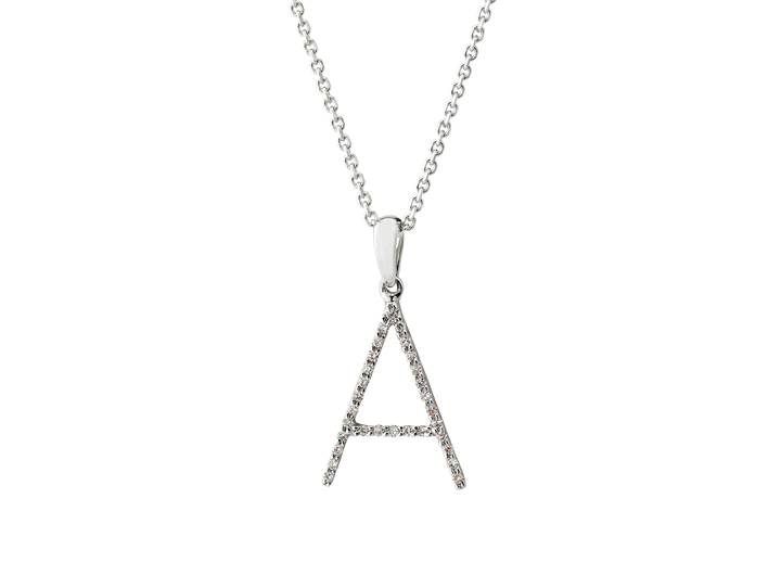 babette wasserman Diamond Letter Necklace 18ct White Gold