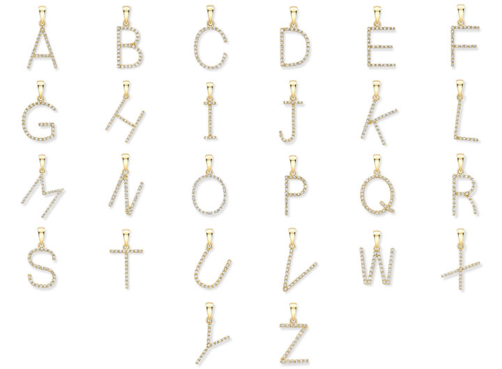 Babette Wasserman Diamond Letter Necklace 9ct Yellow Gold