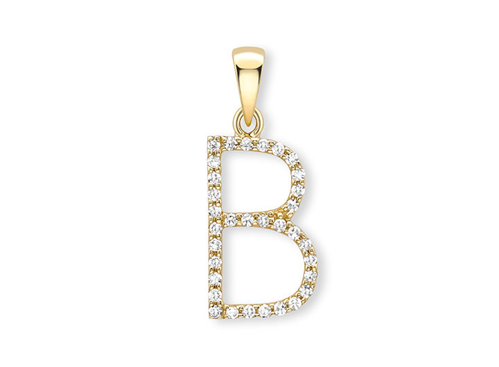 Babette Wasserman Diamond Letter Necklace 9ct Yellow Gold