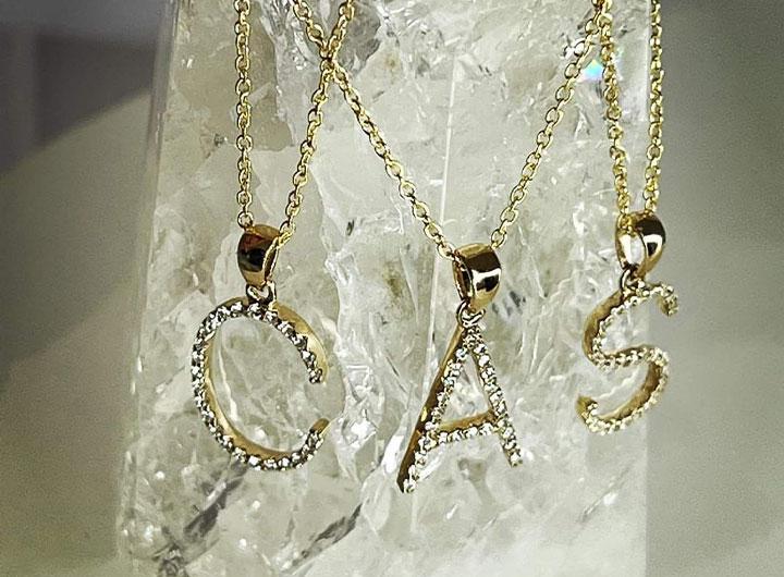 Babette Wasserman Diamond Letter Necklace 9ct Yellow Gold