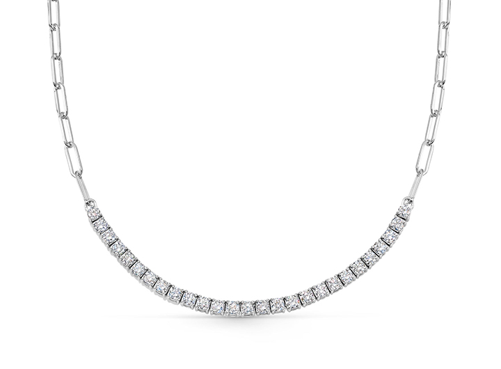 Babette Wasserman Diamond Tennis Paperclip Necklace 18ct White Gold