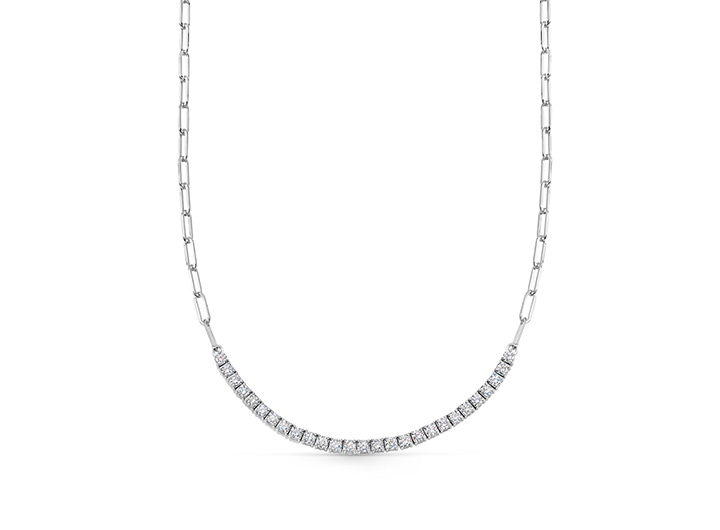 babette wasserman Diamond Tennis Paperclip Necklace 18ct White Gold