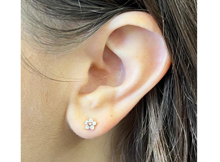 Babette Wasserman Flower Diamond Stud Earrings 18ct Rose Gold