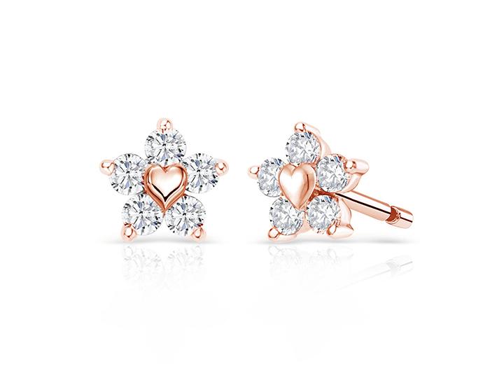 babette wasserman Flower Diamond Stud Earrings 18ct Rose Gold