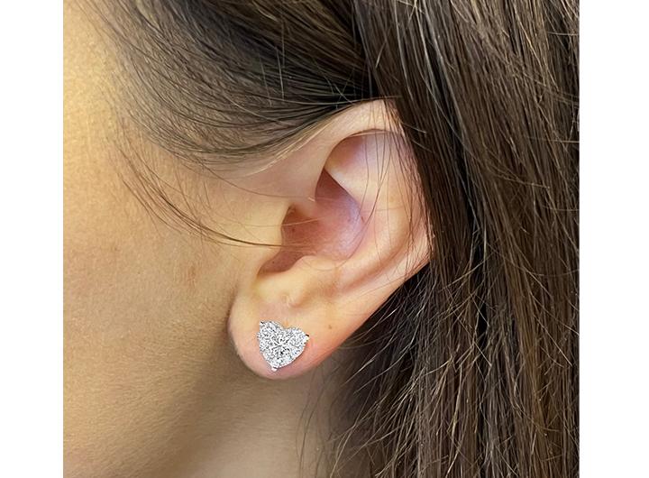 Babette Wasserman Heart Diamond Stud Earrings 18ct White Gold