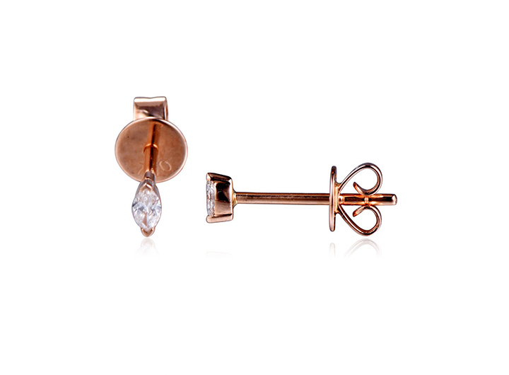 Babette Wasserman Marquise Diamond Stud Earrings 18ct Rose Gold