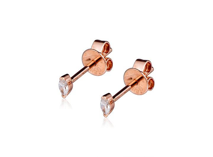 babette wasserman Marquise Diamond Stud Earrings 18ct Rose Gold