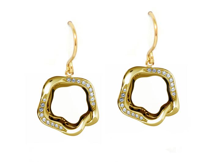 babette wasserman Open Flower Earrings Crystal Gold