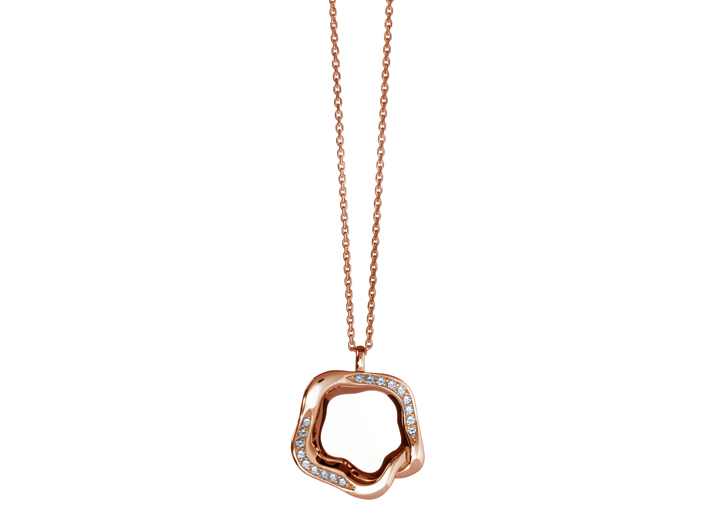 babette wasserman Open Flower Necklace Crystal Rose Gold