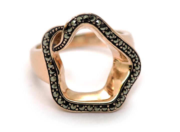 babette wasserman Open Flower Ring Marcasite Rose Gold